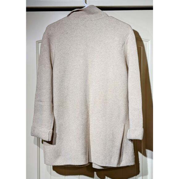 Talbot's Oatmeal Wool Blend Pocket Open Front Sweater Blazer Womens Sz S - Picture 2 of 8